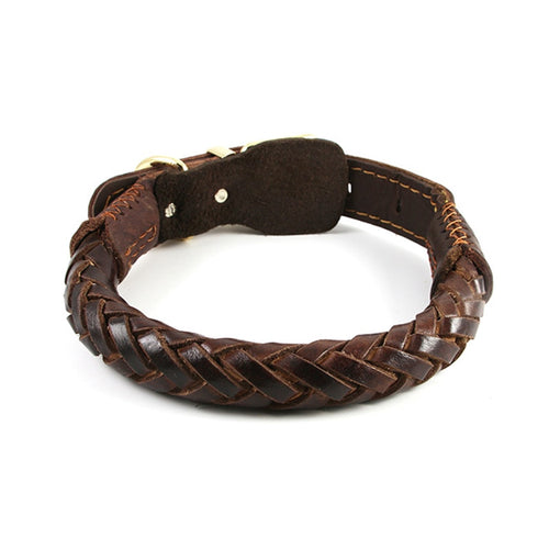 Genuine Leather Braided Collar