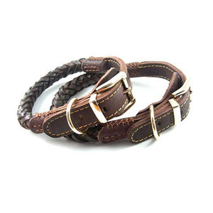 Genuine Leather Braided Collar